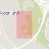 Karta som med röd fyrkant ramar in Höglandsvägen, Södertälje, Stockholms län