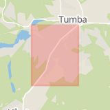 Karta som med röd fyrkant ramar in Tumba, Dalvägen, Botkyrka, Stockholms län