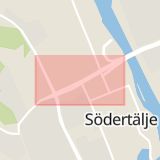 Karta som med röd fyrkant ramar in Turingegatan, Södertälje, Stockholms län