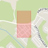 Karta som med röd fyrkant ramar in Bondestigen, Skyttorpsvägen, Salem, Stockholms län