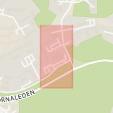 Karta som med röd fyrkant ramar in Enhörnaleden, Lina Hage, Södertälje, Stockholms län