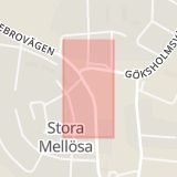 Karta som med röd fyrkant ramar in Stora Mellösa, Örebro, Örebro län