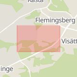 Karta som med röd fyrkant ramar in Flemingsberg, Alfred Nobels Allé, Huddinge, Stockholms län