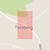 Karta som med röd fyrkant ramar in Torsborg, Stora Mellösa, Örebro, Örebro län