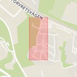 Karta som med röd fyrkant ramar in Skogås, Loftvägen, Huddinge, Stockholms län