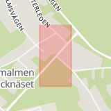 Karta som med röd fyrkant ramar in Långvik, Klacknäset, Värmdö, Stockholms län