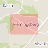 Karta som med röd fyrkant ramar in Flemingsberg, Hälsovägen, Huddinge, Stockholms län