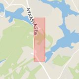 Karta som med röd fyrkant ramar in Länna, Gamla Nynäsvägen, Huddinge, Stockholms län