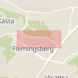 Karta som med röd fyrkant ramar in Flemingsbergsleden, Huddinge, Stockholms län