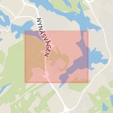 Karta som med röd fyrkant ramar in Skogås, Huddinge, Stockholms län