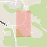 Karta som med röd fyrkant ramar in Farmarstigen, Koriandergränd, Tyresö, Stockholms län