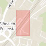 Karta som med röd fyrkant ramar in Huddinge Station, Huddinge, Stockholms län