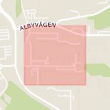 Karta som med röd fyrkant ramar in Lagman Lekares Väg, Botkyrka, Stockholms län