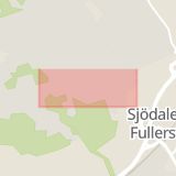 Karta som med röd fyrkant ramar in Mossvägen, Fullersta, Huddinge, Stockholms län