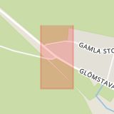 Karta som med röd fyrkant ramar in Glömstavägen, Masmo, Huddinge, Stockholms län