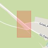 Karta som med röd fyrkant ramar in Gamla Stockholmsvägen, Glömstavägen, Huddinge, Stockholms län