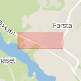 Karta som med röd fyrkant ramar in Farsta, Nykroppagatan, Stockholm, Stockholms län
