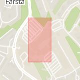 Karta som med röd fyrkant ramar in Farsta Centrum, Gullmarsplan, Upplands Väsby, Tensta, Farsta, Stockholm, Stockholms län