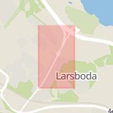 Karta som med röd fyrkant ramar in Larsboda, Ågesta Broväg, Södertörn, Stockholm, Stockholms län