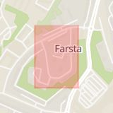 Karta som med röd fyrkant ramar in Molkomsbacken, Farsta, Stockholm, Stockholms län