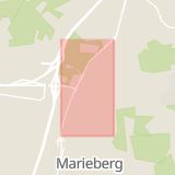 Karta som med röd fyrkant ramar in Mosåsvägen, Marieberg, Adolfsberg, Örebro, Örebro län