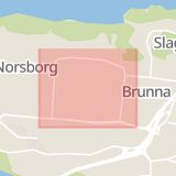 Karta som med röd fyrkant ramar in Tomtbergavägen, Norsborg, Botkyrka, Stockholms län