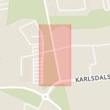 Karta som med röd fyrkant ramar in Ladugårdsängen, Örebro, Örebro län