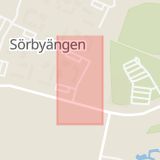 Karta som med röd fyrkant ramar in Lavendelvägen, Tybble, Örebro, Örebro län