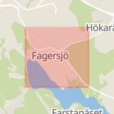 Karta som med röd fyrkant ramar in Magelungsvägen, Fagersjö, Tussmötevägen, Enskedevägen, Stockholm, Stockholms län