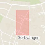 Karta som med röd fyrkant ramar in Sörbyängen, Örebro, Örebro län