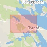 Karta som med röd fyrkant ramar in Tyresö Strand, Tyresö, Stockholms län