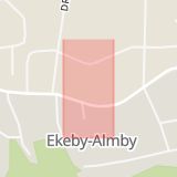 Karta som med röd fyrkant ramar in Ekeby, Almby, Örebro, Örebro län
