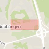 Karta som med röd fyrkant ramar in Gubbängen, Gubbängsvägen, Stockholm, Stockholms län
