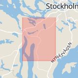 Karta som med röd fyrkant ramar in Hallunda, Järn, Botkyrka, Stockholms län
