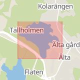 Karta som med röd fyrkant ramar in Ältasjön, Stockholm, Stockholms län