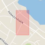 Karta som med röd fyrkant ramar in Snättringe, Häradsvägen, Måsvägen, Utsäljeleden, Huddinge, Stockholms län