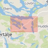 Karta som med röd fyrkant ramar in Södertäljevägen, Fittja, Hallunda, Botkyrka, Stockholms län