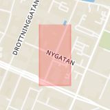 Karta som med röd fyrkant ramar in Kungsgatan, Nygatan, Örebro, Örebro län