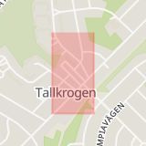 Karta som med röd fyrkant ramar in Tallkrogsplan, Tallkrogen, Stockholm, Stockholms län
