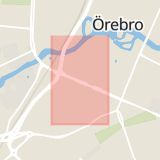 Karta som med röd fyrkant ramar in Örebro, Drottninggatan, Laxå, Degerfors, Spelande, Örebro län