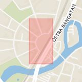 Karta som med röd fyrkant ramar in Vasatorget, Örebro, Örebro län
