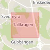 Karta som med röd fyrkant ramar in Tallkrogen, Stockholm, Stockholms län