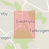 Karta som med röd fyrkant ramar in Svedmyra, Hagsätra, Stockholm, Stockholms län