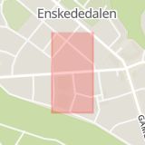 Karta som med röd fyrkant ramar in Rönnvägen, Sockenvägen, Enskededalen, Stockholm, Stockholms län