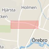 Karta som med röd fyrkant ramar in Västra Nobelgatan, Örebro, Örebro län