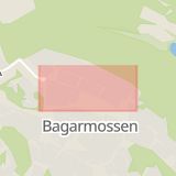 Karta som med röd fyrkant ramar in Bagarmossen, Byälvsvägen, Stockholm, Stockholms län