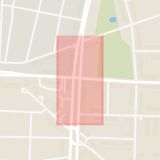 Karta som med röd fyrkant ramar in Hertig Karls Allé, Västra Nobelgatan, Örebro, Örebro län