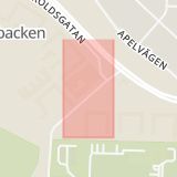 Karta som med röd fyrkant ramar in Ekersvägen, Tegelbruket, Örebro, Örebro län
