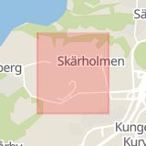 Karta som med röd fyrkant ramar in Hägersten, Norsborg, Vårholmsbackarna, Stockholm, Stockholms län