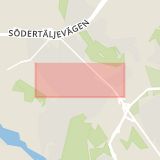 Karta som med röd fyrkant ramar in Johan Skyttes Väg, Älvsjö, Stockholm, Stockholms län
